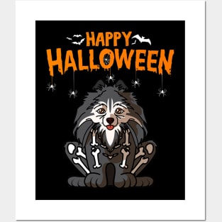 Pomeranian Dog Halloween Skull Posters and Art